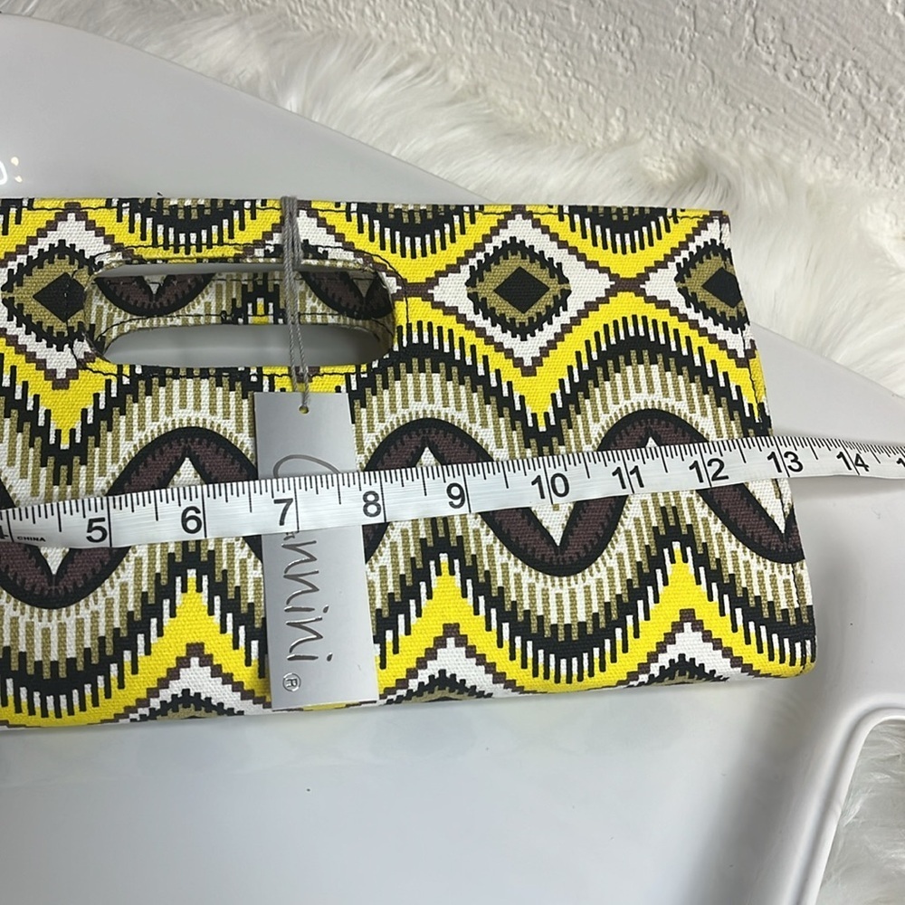 Yellow and Brown Patterned Clutch - Picture 7 of 9